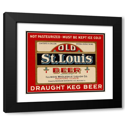 Old St. Louis Beer Black Modern Wood Framed Art Print with Double Matting by Vintage Booze Labels