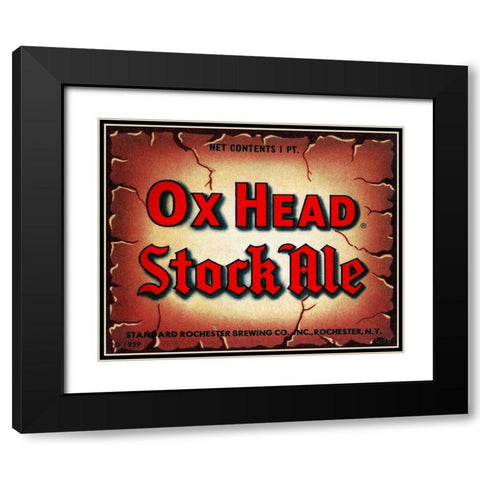 Ox Head Stock Ale Black Modern Wood Framed Art Print with Double Matting by Vintage Booze Labels