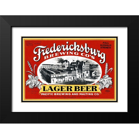 Fredericksburg Brewing Co.s Lager Beer Black Modern Wood Framed Art Print with Double Matting by Vintage Booze Labels