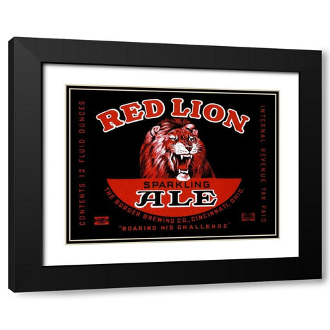 Red Lion Ale Black Modern Wood Framed Art Print with Double Matting by Vintage Booze Labels