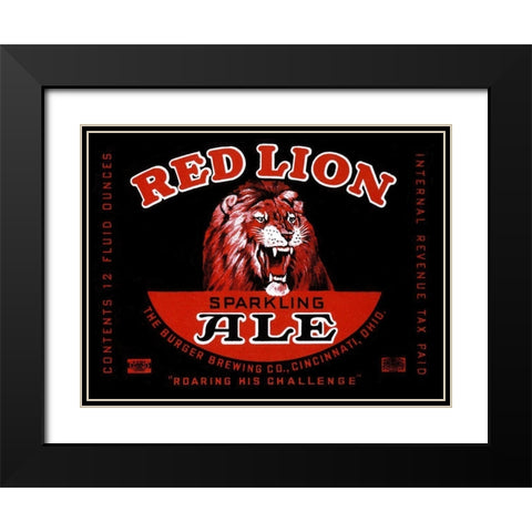 Red Lion Ale Black Modern Wood Framed Art Print with Double Matting by Vintage Booze Labels