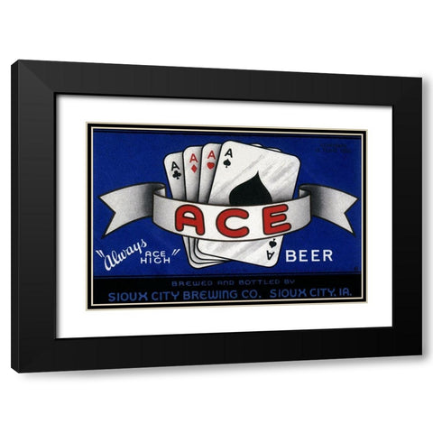 Ace Beer Black Modern Wood Framed Art Print with Double Matting by Vintage Booze Labels