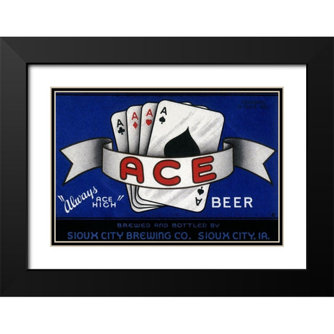 Ace Beer Black Modern Wood Framed Art Print with Double Matting by Vintage Booze Labels