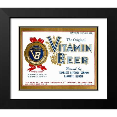 Vitamin Beer Black Modern Wood Framed Art Print with Double Matting by Vintage Booze Labels
