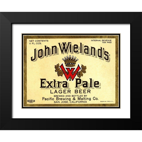 John Wielands Extra Pale Lager Beer Black Modern Wood Framed Art Print with Double Matting by Vintage Booze Labels