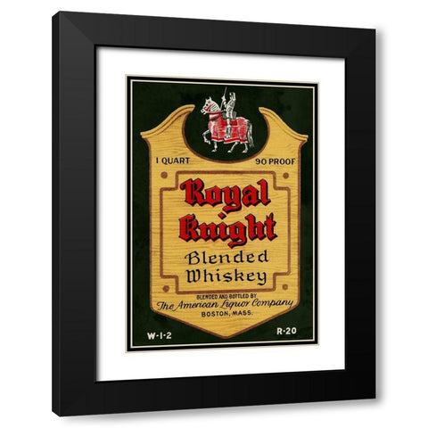Royal Knight Blended Whiskey Black Modern Wood Framed Art Print with Double Matting by Vintage Booze Labels