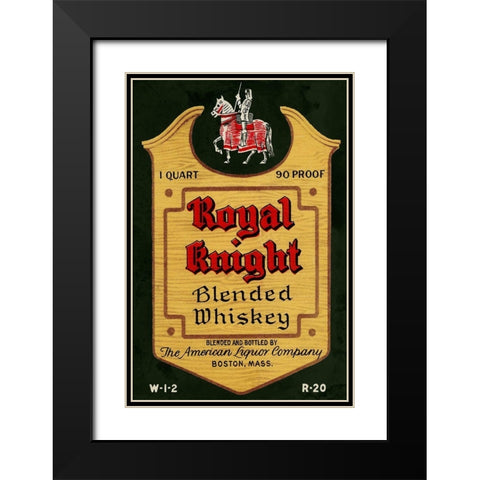 Royal Knight Blended Whiskey Black Modern Wood Framed Art Print with Double Matting by Vintage Booze Labels