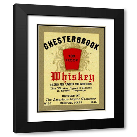 Chesterbrook Whiskey Black Modern Wood Framed Art Print with Double Matting by Vintage Booze Labels