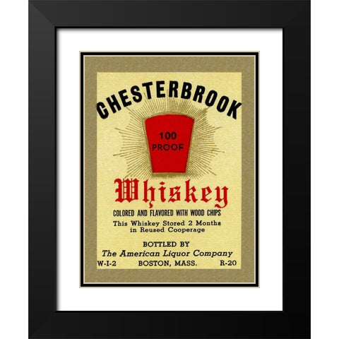 Chesterbrook Whiskey Black Modern Wood Framed Art Print with Double Matting by Vintage Booze Labels