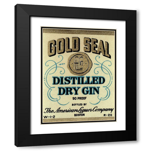 Gold Seal Distiller Dry Gin Black Modern Wood Framed Art Print with Double Matting by Vintage Booze Labels