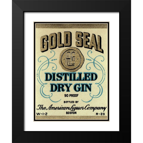Gold Seal Distiller Dry Gin Black Modern Wood Framed Art Print with Double Matting by Vintage Booze Labels