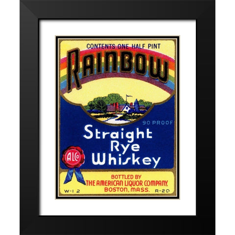 Rainbow Straight Rye Whiskey Black Modern Wood Framed Art Print with Double Matting by Vintage Booze Labels