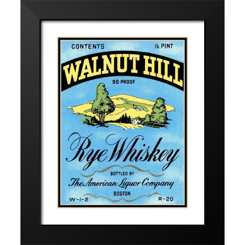Walnut Hill Rye Whiskey Black Modern Wood Framed Art Print with Double Matting by Vintage Booze Labels