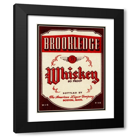 Brookledge Whiskey Black Modern Wood Framed Art Print with Double Matting by Vintage Booze Labels