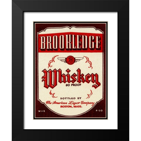 Brookledge Whiskey Black Modern Wood Framed Art Print with Double Matting by Vintage Booze Labels