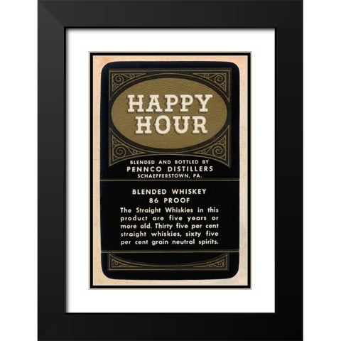 Happy Hour Blended Whiskey Black Modern Wood Framed Art Print with Double Matting by Vintage Booze Labels