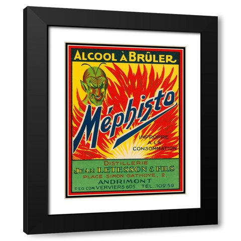 Mephisto - Alcool A Bruler Black Modern Wood Framed Art Print with Double Matting by Vintage Booze Labels