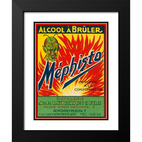 Mephisto - Alcool A Bruler Black Modern Wood Framed Art Print with Double Matting by Vintage Booze Labels