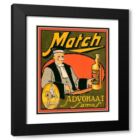 Match Advokaat Samos Black Modern Wood Framed Art Print with Double Matting by Vintage Booze Labels