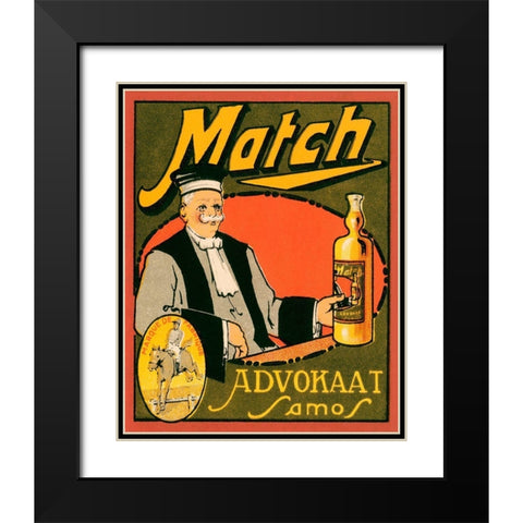Match Advokaat Samos Black Modern Wood Framed Art Print with Double Matting by Vintage Booze Labels