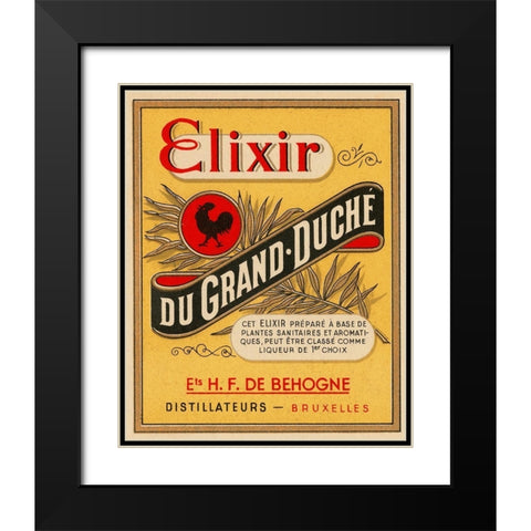 Elixir du Grand - Duche Black Modern Wood Framed Art Print with Double Matting by Vintage Booze Labels