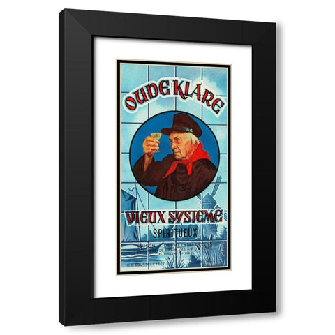 Oudeklare Vieux Systeme Spiritueux Black Modern Wood Framed Art Print with Double Matting by Vintage Booze Labels