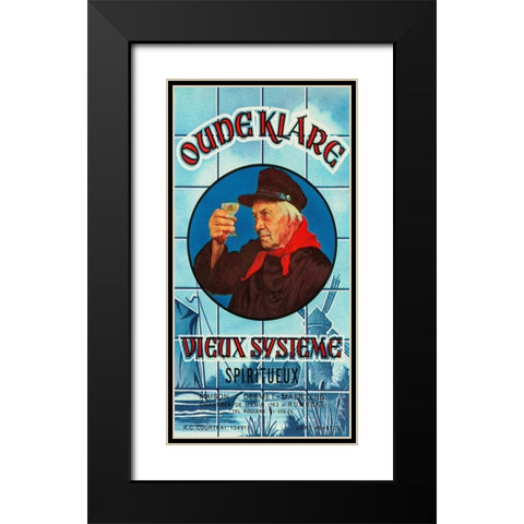 Oudeklare Vieux Systeme Spiritueux Black Modern Wood Framed Art Print with Double Matting by Vintage Booze Labels