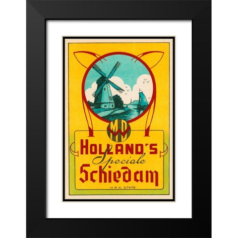 Hollands Speciale Schiedam Black Modern Wood Framed Art Print with Double Matting by Vintage Booze Labels