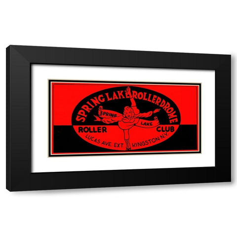 Spring Lake Rollerdome Roller Club Black Modern Wood Framed Art Print with Double Matting by Retrorollers