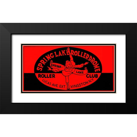 Spring Lake Rollerdome Roller Club Black Modern Wood Framed Art Print with Double Matting by Retrorollers