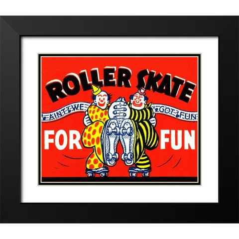 Roller Skate For Fun Black Modern Wood Framed Art Print with Double Matting by Retrorollers