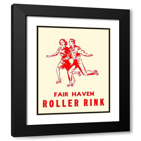 Fair Haven Roller Rink Black Modern Wood Framed Art Print with Double Matting by Retrorollers