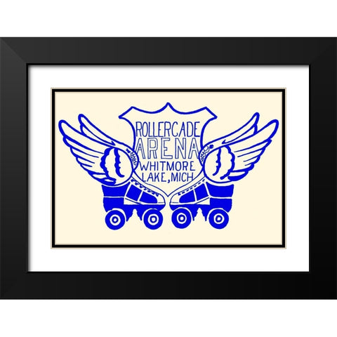 Rollercade Arena Black Modern Wood Framed Art Print with Double Matting by Retrorollers