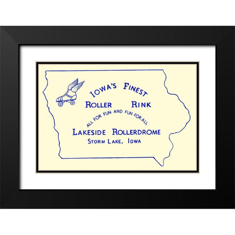Iowas Finest Roller Rink Black Modern Wood Framed Art Print with Double Matting by Retrorollers