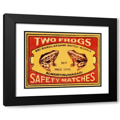 Two Frogs Safety Matches Black Modern Wood Framed Art Print with Double Matting by Phillumenart