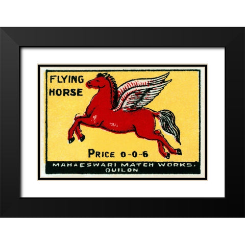 Flying Horse Matches Black Modern Wood Framed Art Print with Double Matting by Phillumenart