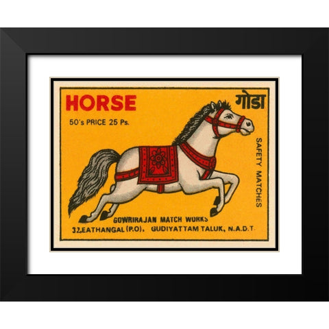 Horse Matches Black Modern Wood Framed Art Print with Double Matting by Phillumenart