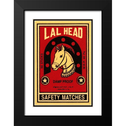 LAL Head Safety Matches Black Modern Wood Framed Art Print with Double Matting by Phillumenart