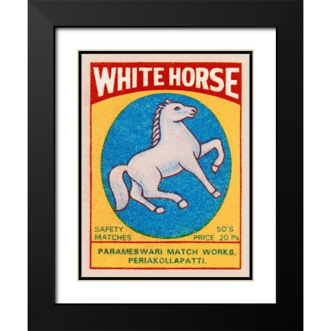 White Horse Matches Black Modern Wood Framed Art Print with Double Matting by Phillumenart