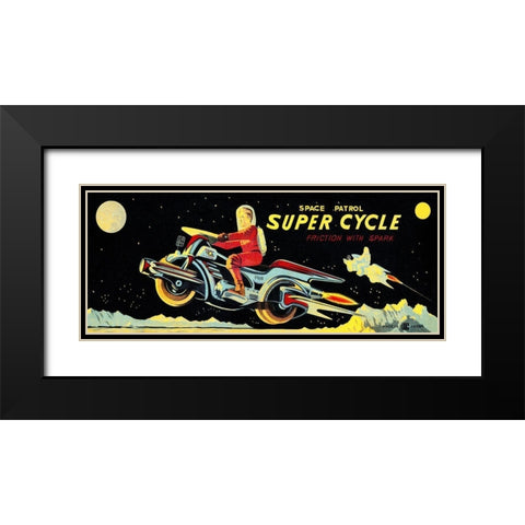 Space Patrol Super Cycle Black Modern Wood Framed Art Print with Double Matting by Retrotrans