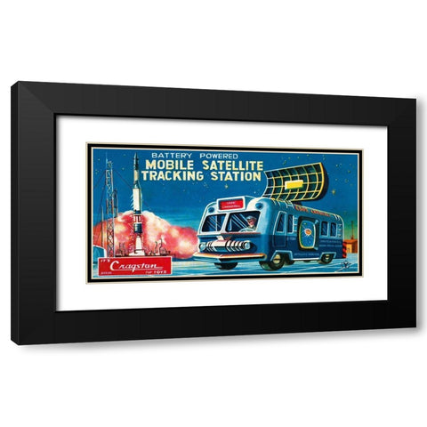 Mobile Satellite Tracking Station Black Modern Wood Framed Art Print with Double Matting by Retrotrans