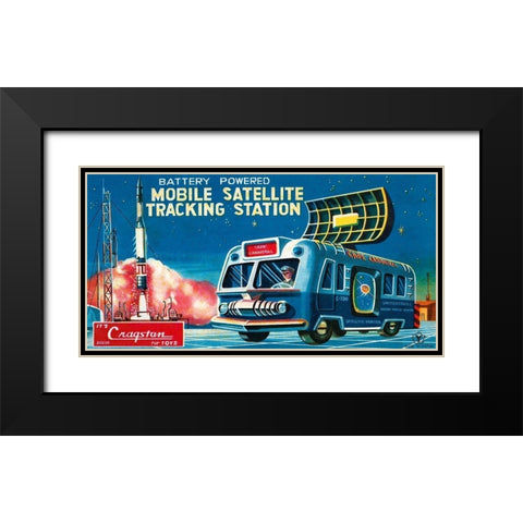 Mobile Satellite Tracking Station Black Modern Wood Framed Art Print with Double Matting by Retrotrans
