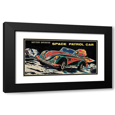 Battery Operated Space Patrol Car Black Modern Wood Framed Art Print with Double Matting by Retrotrans