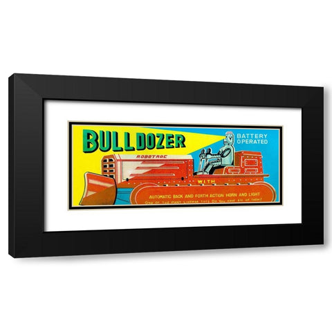 Robotrac Bulldozer Black Modern Wood Framed Art Print with Double Matting by Retrotrans