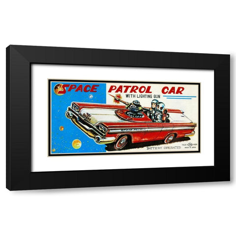 Space Patrol Car Black Modern Wood Framed Art Print with Double Matting by Retrotrans