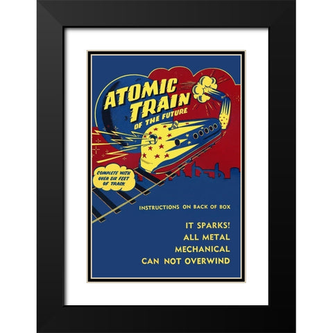 Atomic Train of the Future Black Modern Wood Framed Art Print with Double Matting by Retrotrans