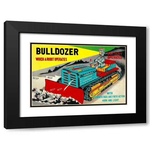 Bulldozer Which a Robot Operates Black Modern Wood Framed Art Print with Double Matting by Retrotrans