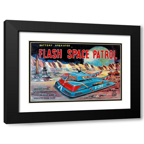 Flash Space Patrol Black Modern Wood Framed Art Print with Double Matting by Retrotrans