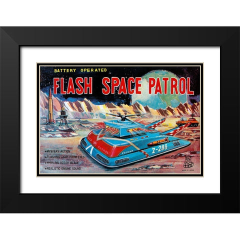 Flash Space Patrol Black Modern Wood Framed Art Print with Double Matting by Retrotrans