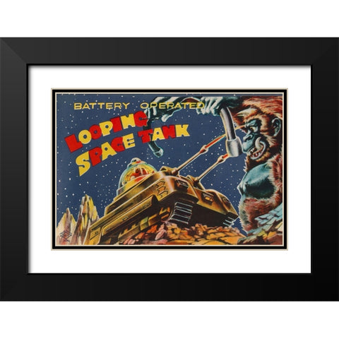 Looping Space Tank Black Modern Wood Framed Art Print with Double Matting by Retrotrans